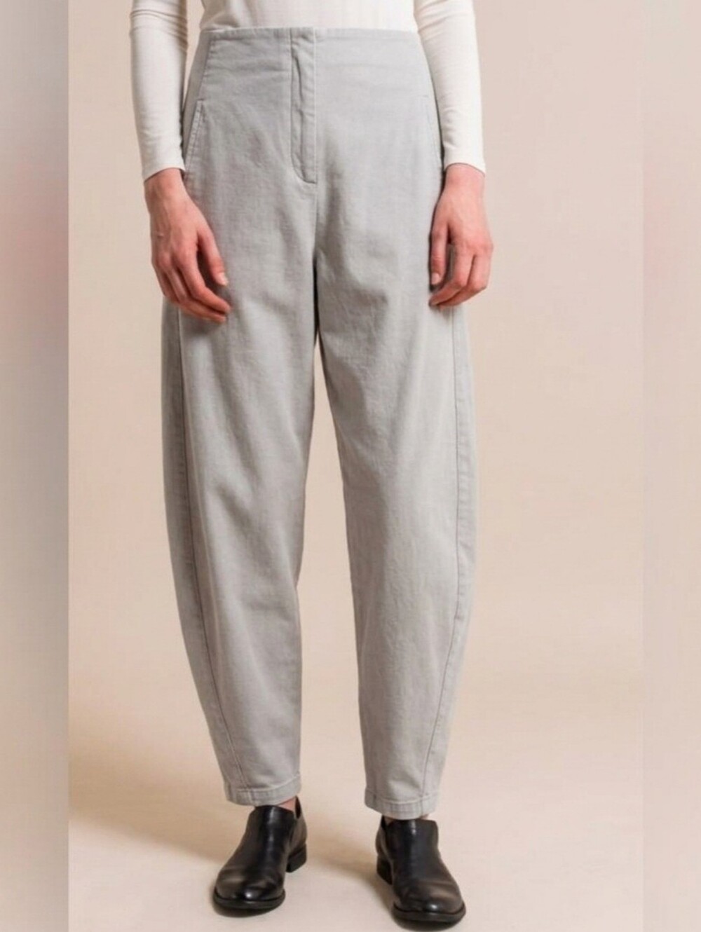 $439 Oska 1 MADE IN EUROPE Velvet Wide Barrel Leg Baggy Pants US 6 Gray 522